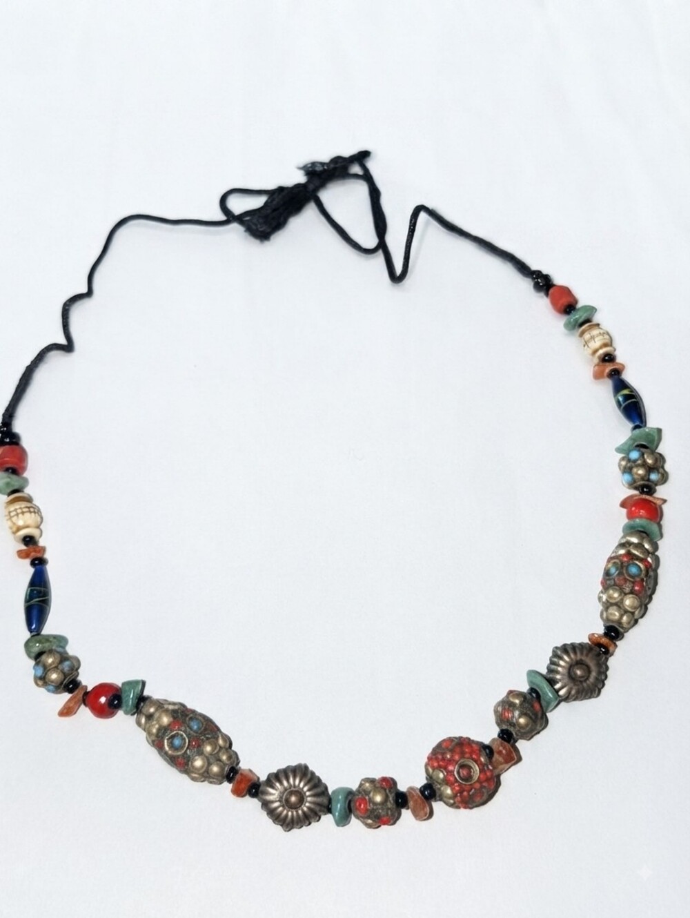 Tibetan Style Tribal Chunky Mixed Bead Statement Necklace Turquoise Coral Boho